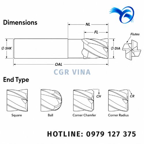 Dao phay đặc biệt thiết kế theo bản vẽ 